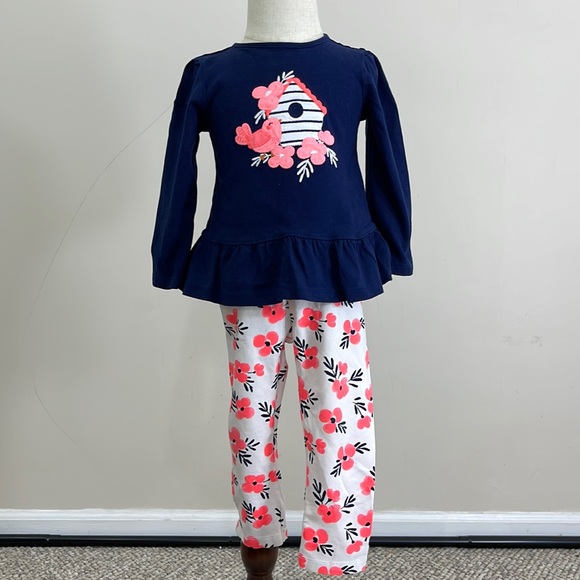 Gymboree Baby Boats & Blooms Flower Bird Shirt & Pants Outfit 2-Piece Set - Picture 4 of 16